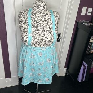 Disney Cakeworthy Blue Suspender Pinafore Skirt with Comic Style Pattern